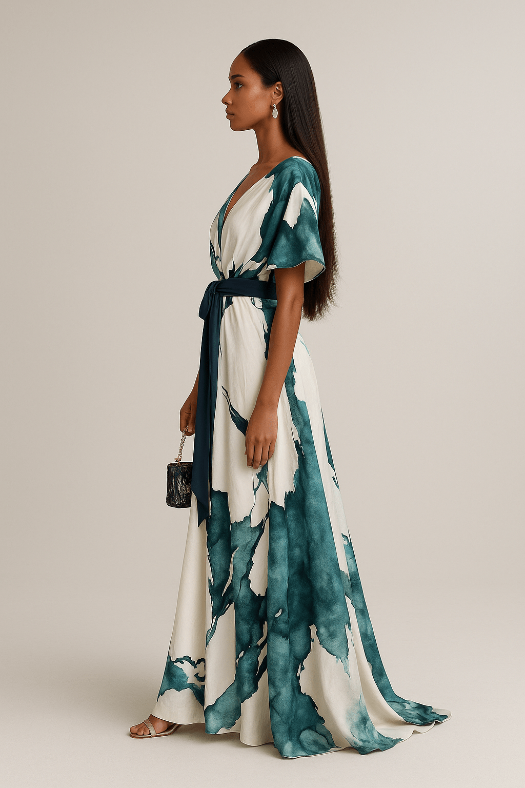 Nayla™ | Robe Longue à Imprimé Aquarelle - LUNAEVE