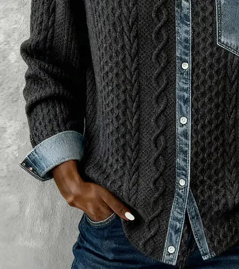 Riza | Gilet à boutons avec motif en relief - LUNAEVE